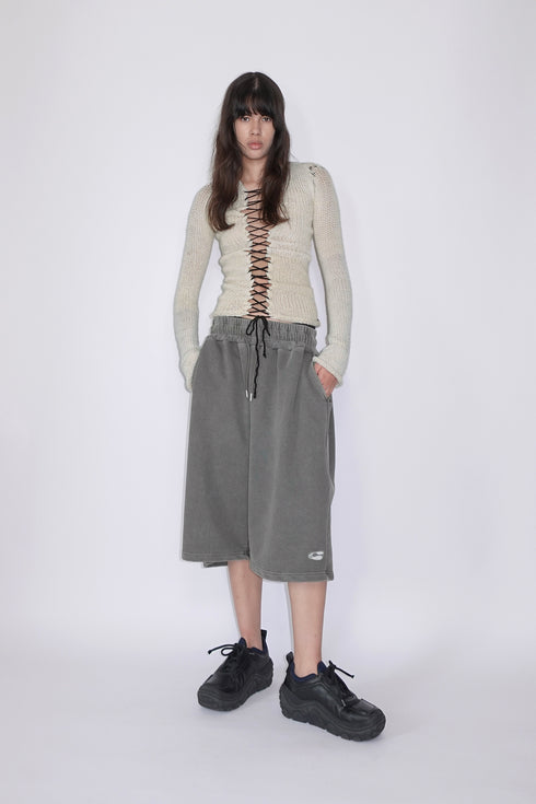 Mayte × Cycle ECHO STAR WASHED HALF PANTS -GRAY-